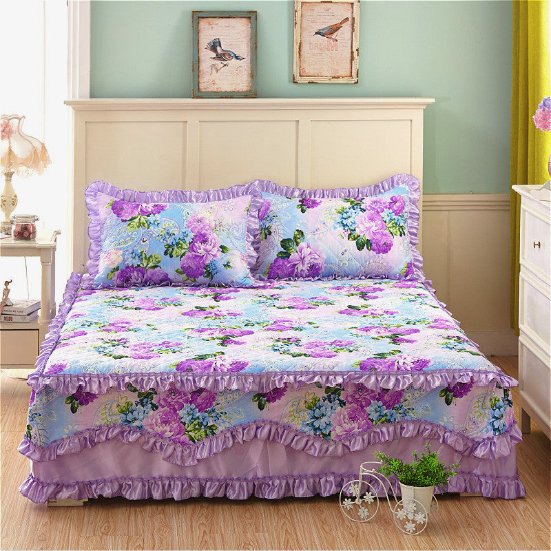 Four-piece cotton bed skirt