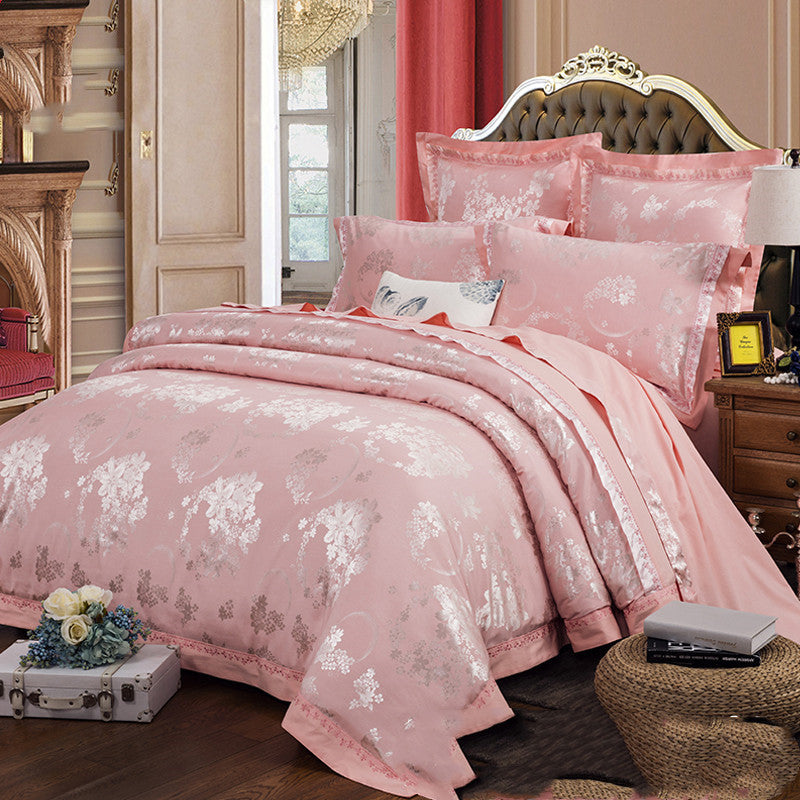 European And American Style Sheets And Duvet Cover Four-piece Cotton Satin Jacquard