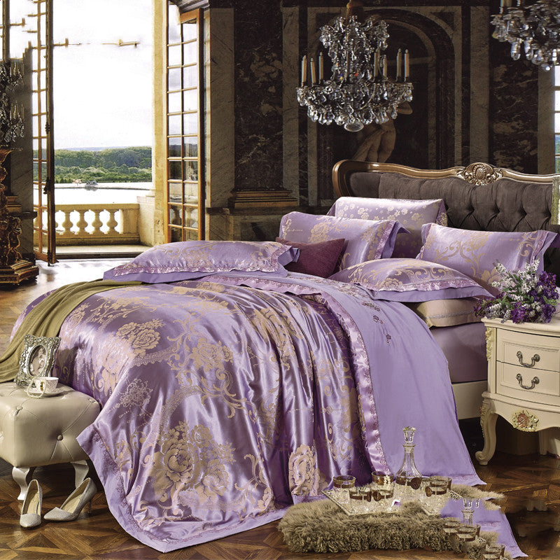 European And American Style Sheets And Duvet Cover Four-piece Cotton Satin Jacquard