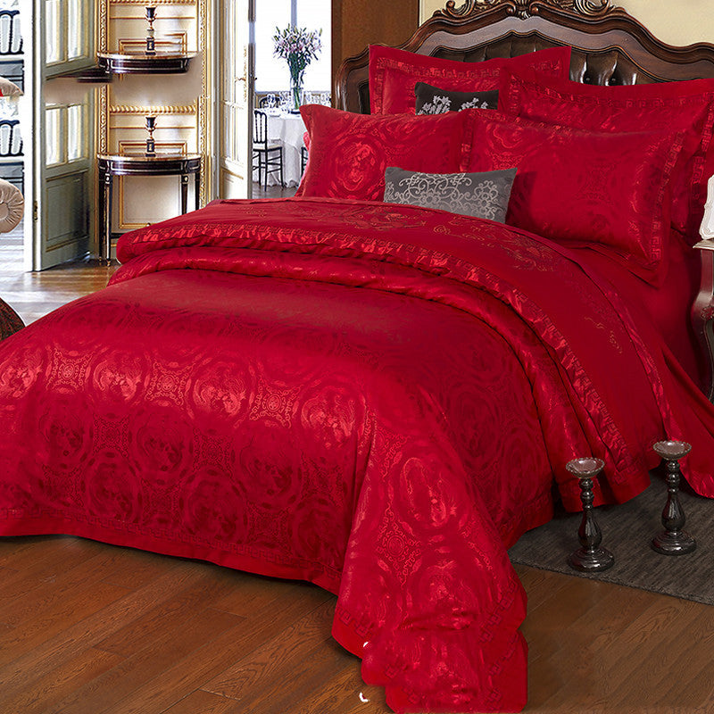 European And American Style Sheets And Duvet Cover Four-piece Cotton Satin Jacquard