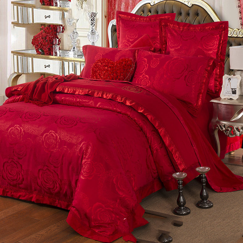 European And American Style Sheets And Duvet Cover Four-piece Cotton Satin Jacquard