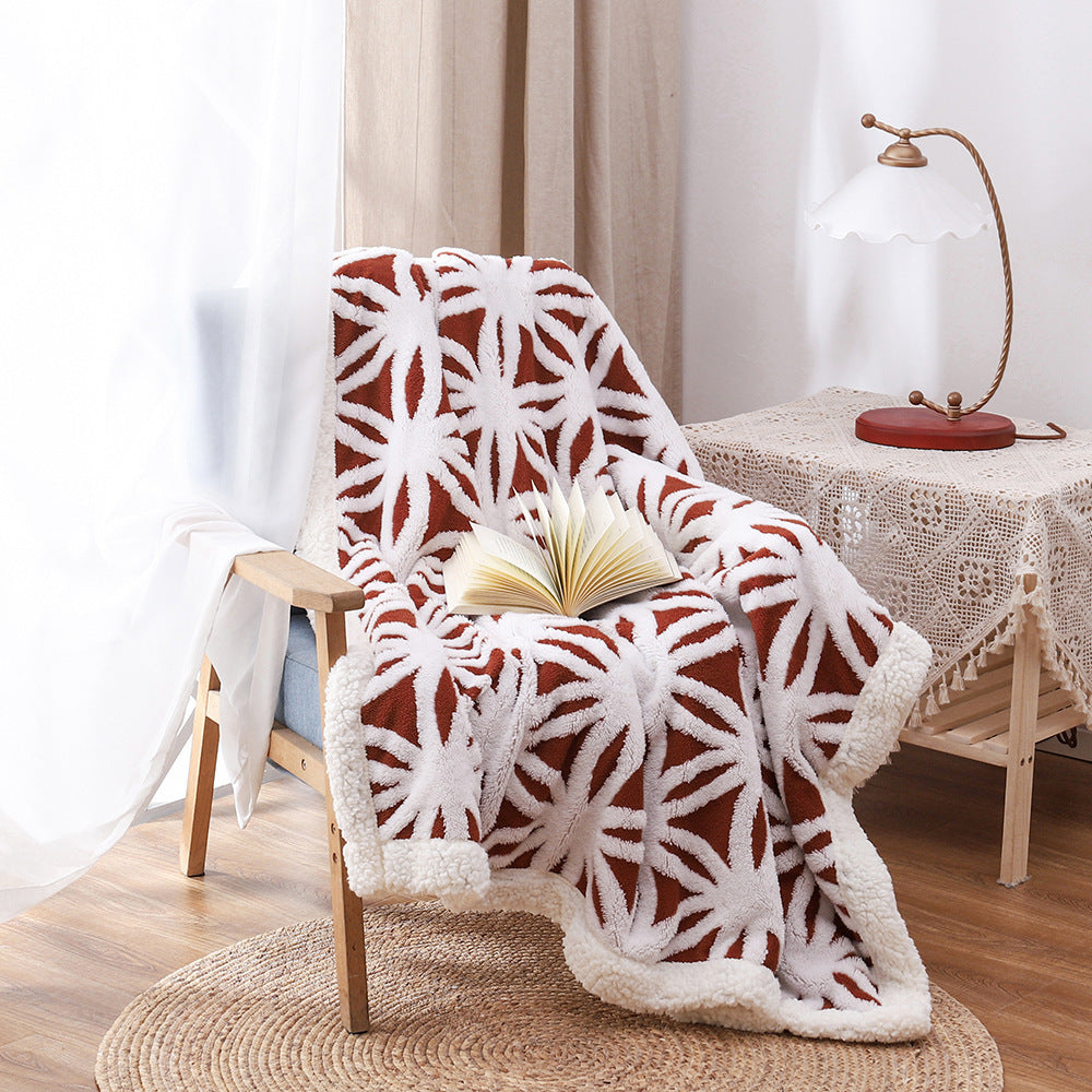 Double Layer Thickened Jacquard Cashmere Blanket