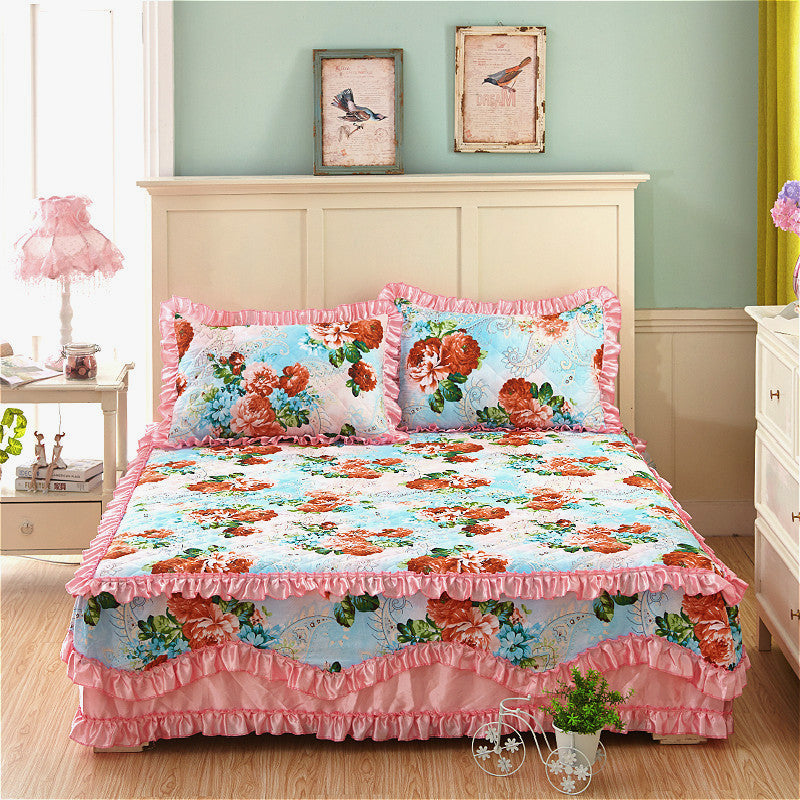 Four-piece cotton bed skirt