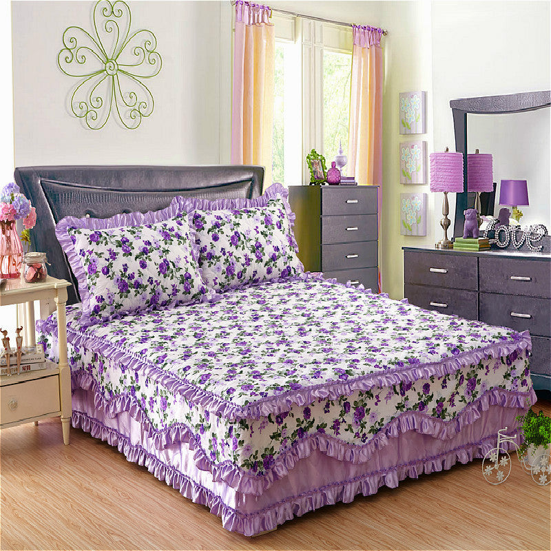 Four-piece cotton bed skirt