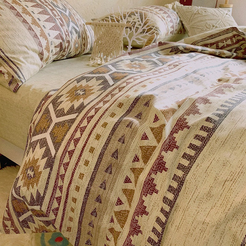 Bohemian Brown Bed Cotton Geometric Pattern