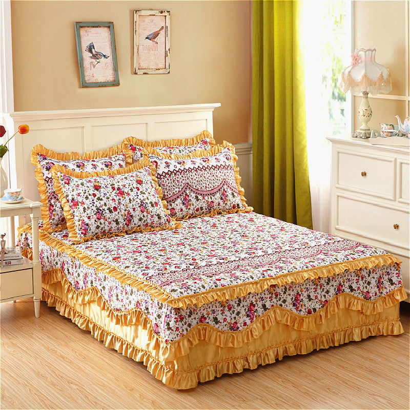 Four-piece cotton bed skirt