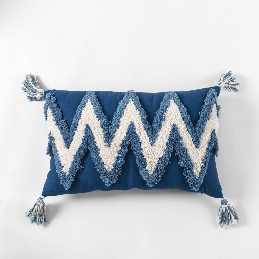 Colorful geometric tufted embroidery pillow