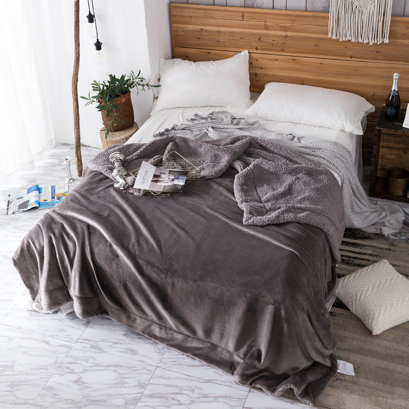 Double-layer Milk Fleece Solid Color Blanket